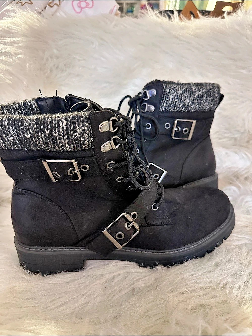 Black Buckle Combat Boots